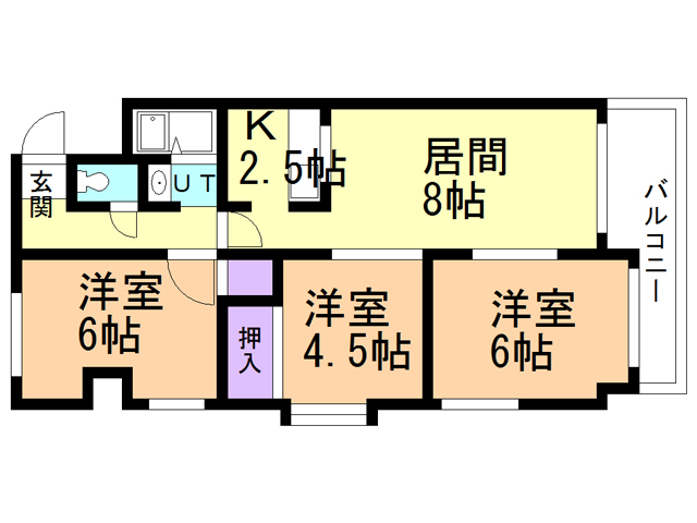 苫小牧市新中野町のマンションの間取り