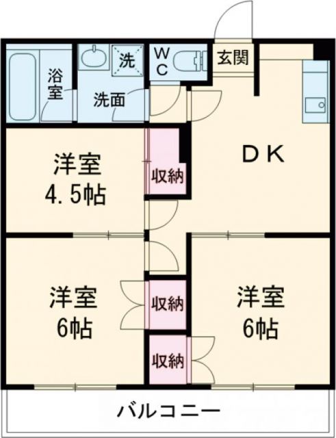 福生市武蔵野台のマンションの間取り