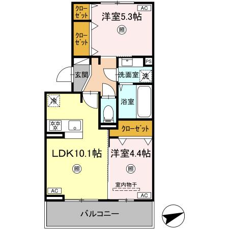 熊本市中央区黒髪のアパートの間取り