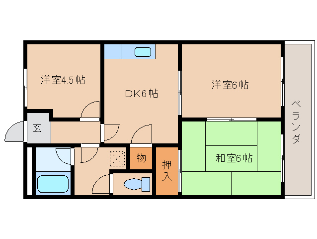 橿原市鳥屋町のマンションの間取り