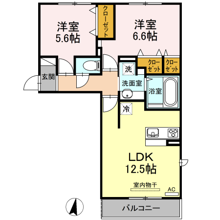 熊本市南区刈草のアパートの間取り