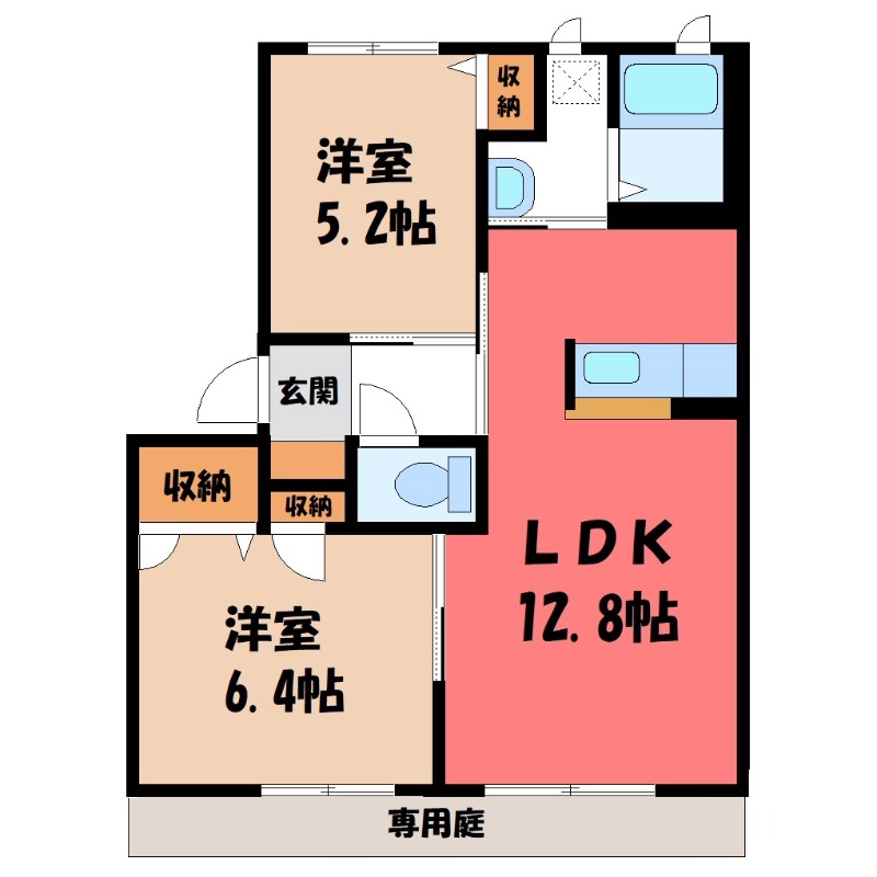 筑西市下中山のアパートの間取り