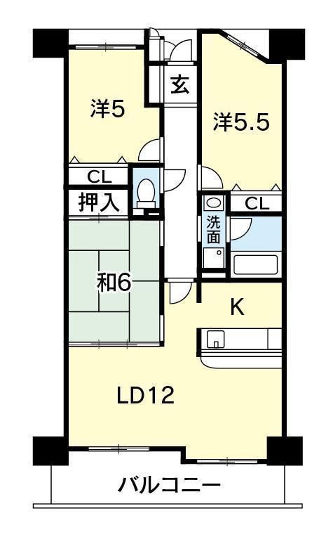 徳島市西新浜町のマンションの間取り