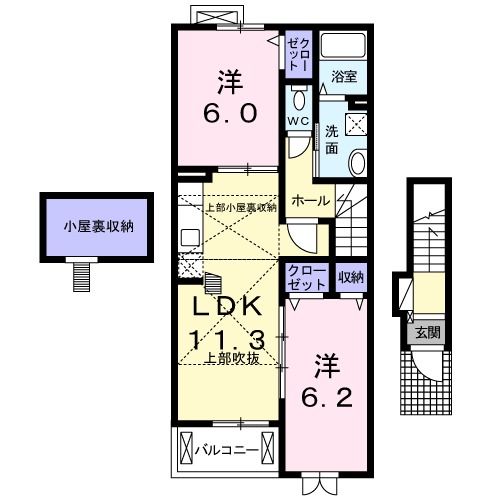 静岡市葵区瀬名川のアパートの間取り