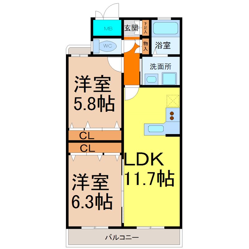 名古屋市中川区前並町のマンションの間取り