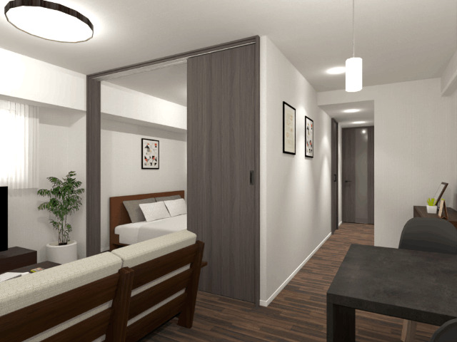 居室・リビング　室内完成予想ＣＧ（床・建具のカラーは異なる場合あります）