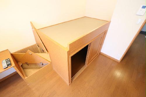 収納　ベッド下に収納スペースあり！荷物が多くても十分に収まります！