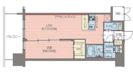 地下鉄谷町線 中崎町駅 徒歩8分 15階建 築2年の間取り写真
