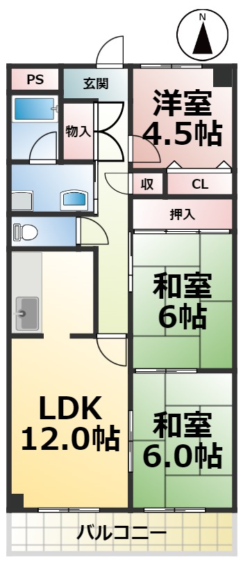 名古屋市中川区八熊通のマンションの間取り