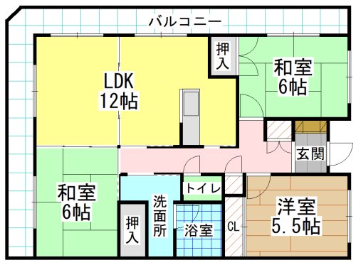 北九州市小倉北区中井のマンションの間取り