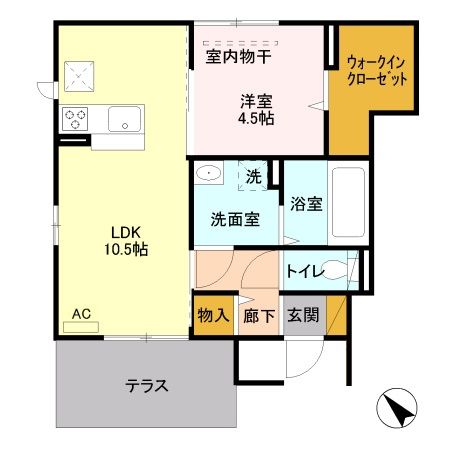 新潟市東区東明のアパートの間取り