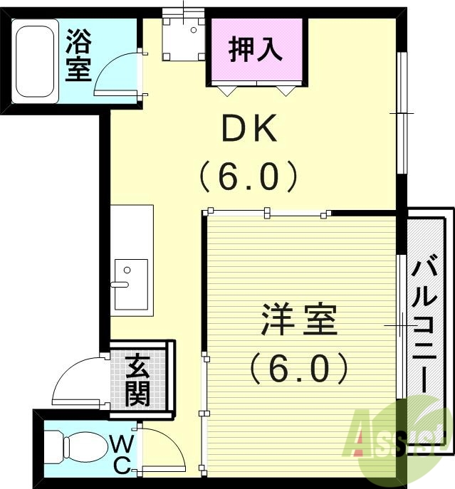 神戸市長田区長田天神町のアパートの間取り