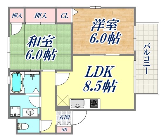 パインハイツ魚崎の間取り