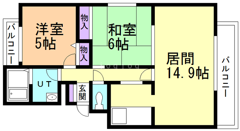 札幌市東区北二十条東のマンションの間取り