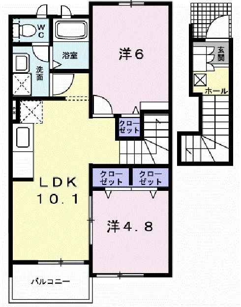 本宮市岩根のアパートの間取り