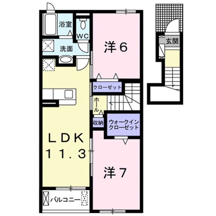 福山市神辺町大字川北のアパートの間取り