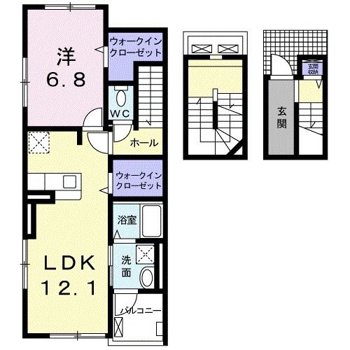 大竹市黒川のアパートの間取り