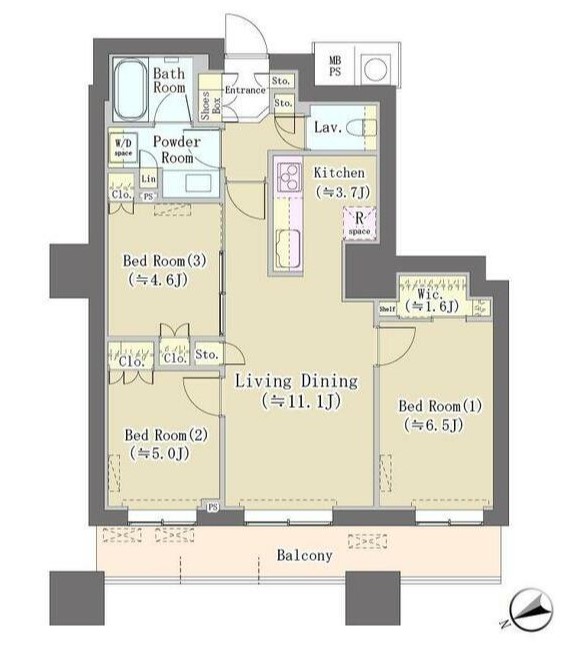 新宿区西新宿のマンションの間取り