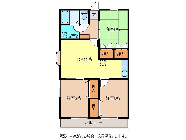 【長野市大字稲葉のアパートの間取り】