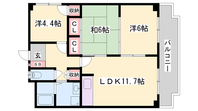 サンシャイン山下　B棟の間取り