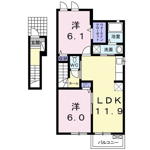 杵島郡江北町大字惣領分のアパートの間取り