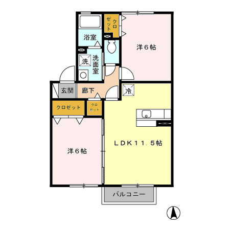 山形市成沢西のアパートの間取り