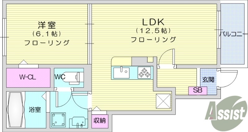 岩沼市押分のアパートの間取り