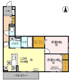 （仮称）草津市東矢倉４丁目D-ROOM　A棟の間取り