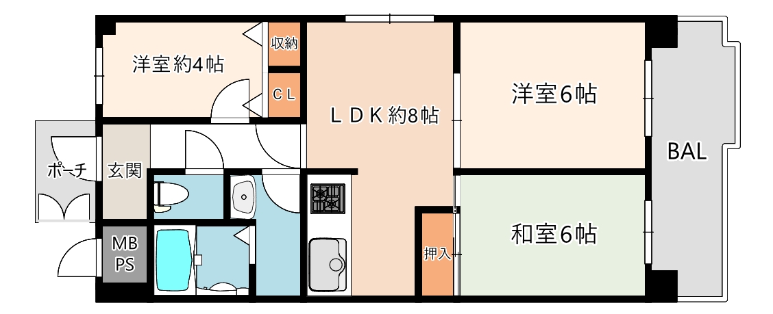 朝日プラザ北田辺の間取り