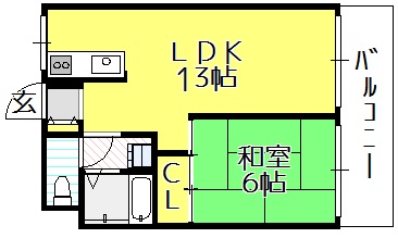 大阪市平野区加美鞍作のマンションの間取り