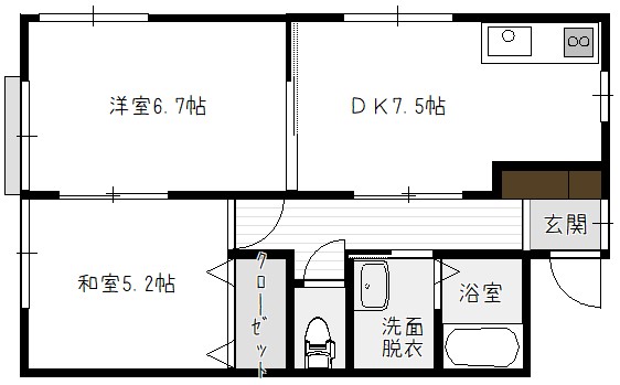 新潟市中央区上近江のアパートの間取り