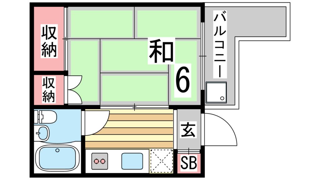 【神戸市須磨区若木町のマンションの間取り】