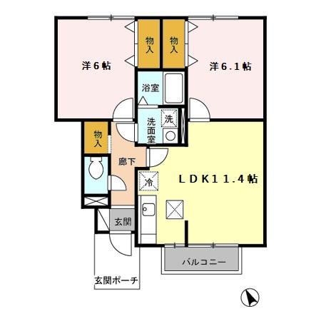 インサイドヴィレッジ大住Bの間取り