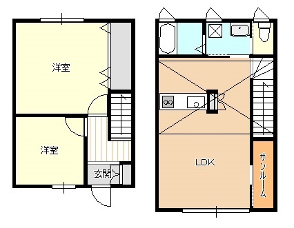 新発田市東新町のアパートの間取り