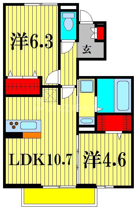 松戸市八ケ崎のアパートの間取り