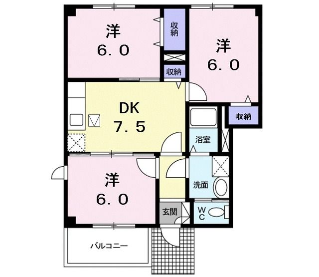 青森市浜田のアパートの間取り