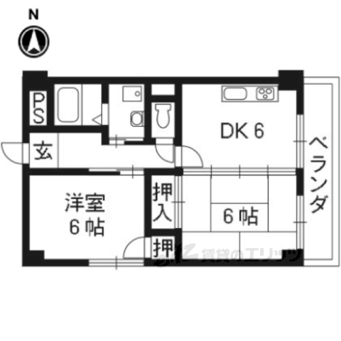 京都市北区出雲路神楽町のマンションの間取り