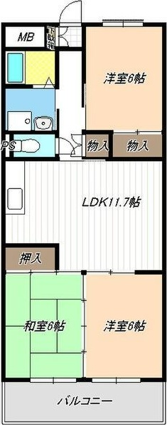 名古屋市港区七反野のマンションの間取り