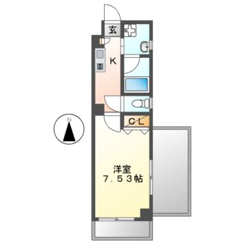 名古屋市瑞穂区洲山町のマンションの間取り