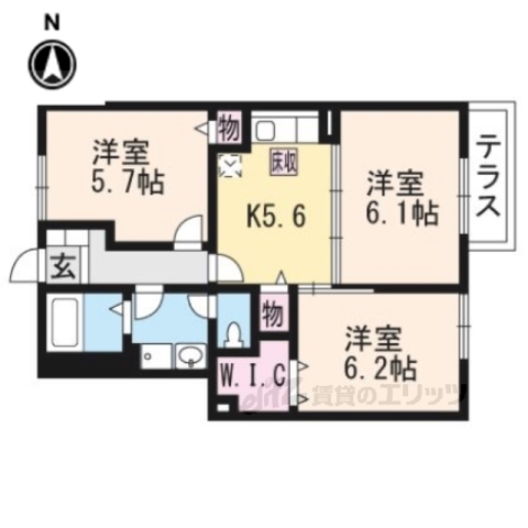 大津市滋賀里のアパートの間取り