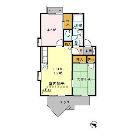 越谷市南越谷のアパートの間取り