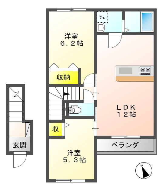 津市芸濃町椋本のアパートの間取り