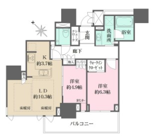 大阪市中央区内久宝寺町のマンションの間取り