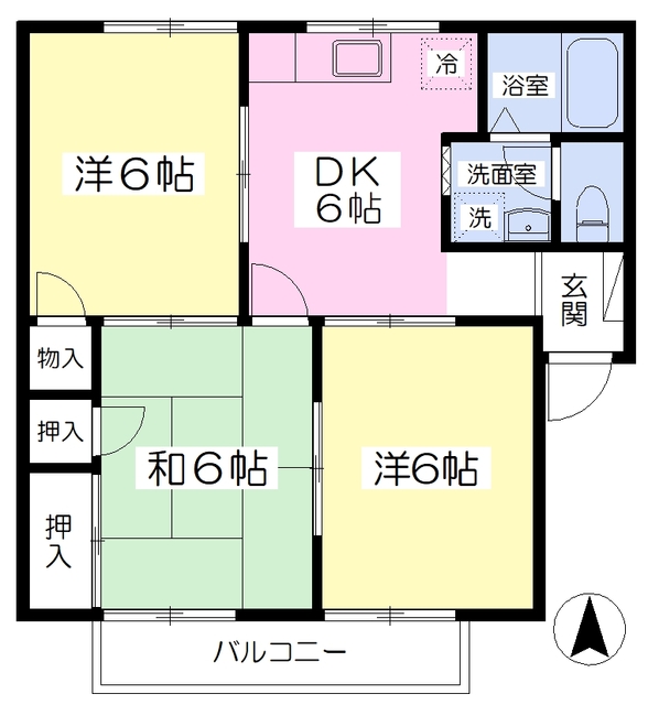 松山市松末のアパートの間取り