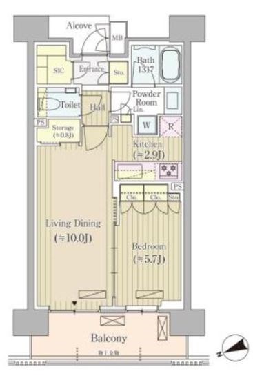 新宿区荒木町のマンションの間取り