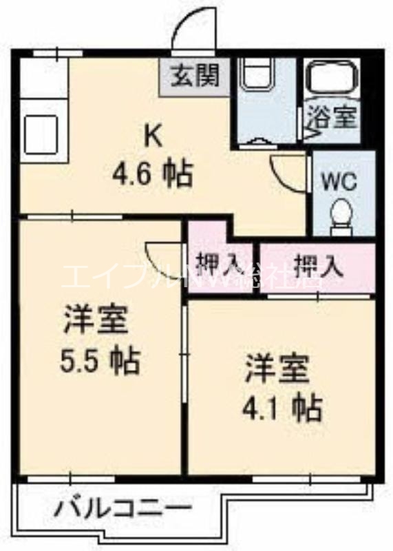 倉敷市川入のアパートの間取り