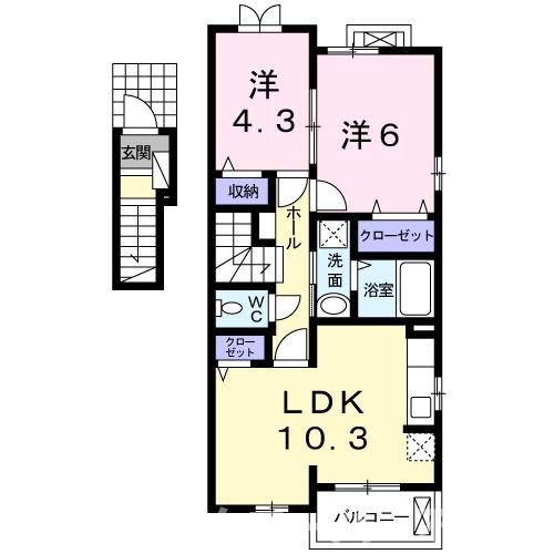 綾歌郡宇多津町岩屋のアパートの間取り