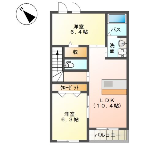 中郡二宮町中里のアパートの間取り