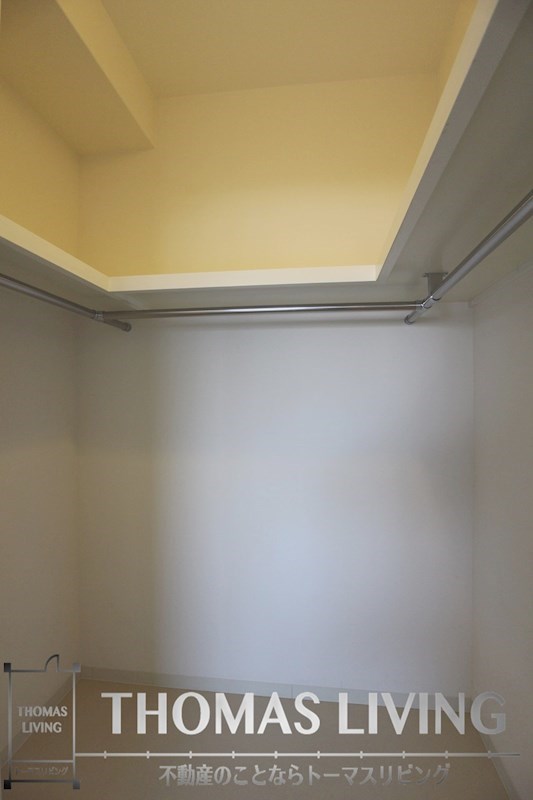 収納　大容量のウォークインクローゼット。