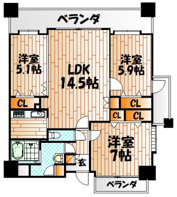 ニューサンリバー12番館の間取り写真